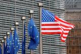 U.S. and European Unio<em></em>n flags are pictured during the visit of Vice President Mike Pence to the European Commission headquarters in Brussels, Belgium February 20, 2017. REUTERS/Francois Lenoir