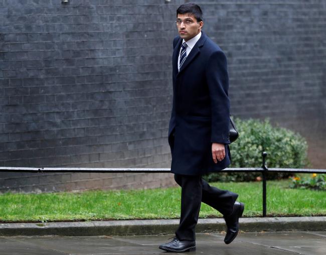 Nikhil Rathi, then CEO of the Lo<em></em>ndon Stock Exchange UK Division, arrives at 10 Downing Street in London, Britain January 11, 2018. He is now chief executive of Britain's Financial Co<em></em>nduct Authority. REUTERS/Peter Nicholls/File Photo