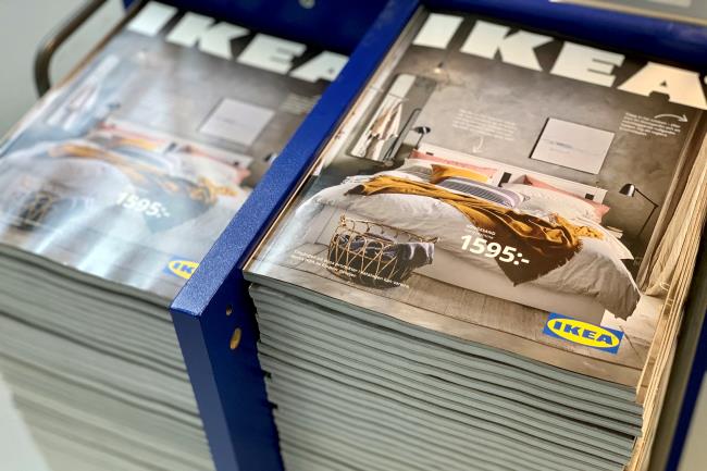 The 2021 catalogues are stacked at an IKEA store on the outskirts of Stockholm, Sweden December 5, 2020. REUTERS/Anna Ringstrom/File Photo