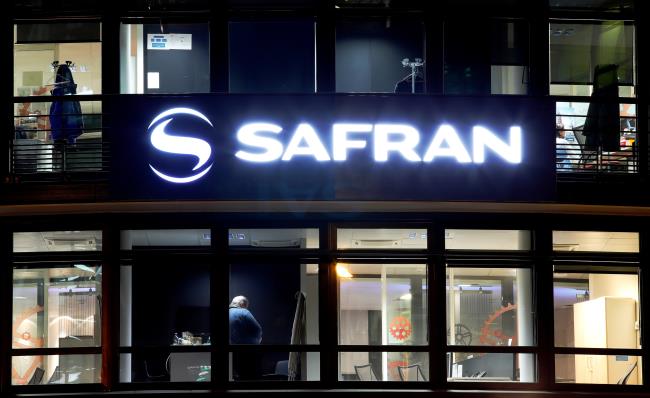 The logo of Safran is seen outside the company's headquarters in Issy-les-Moulineaux near Paris, France, January 2, 2019. REUTERS/Go<em></em>nzalo Fuentes/File Photo