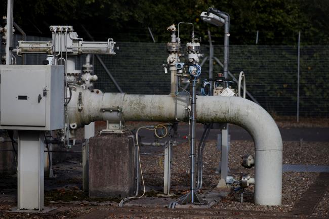 A section of gas pipeline is seen at a Natio<em></em>nal Grid facility near Knutsford