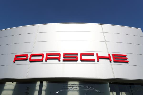 A logo of Porsche is seen outside a Porsche car dealer, amid the coro<em></em>navirus disease (COVID-19) outbreak in Brussels