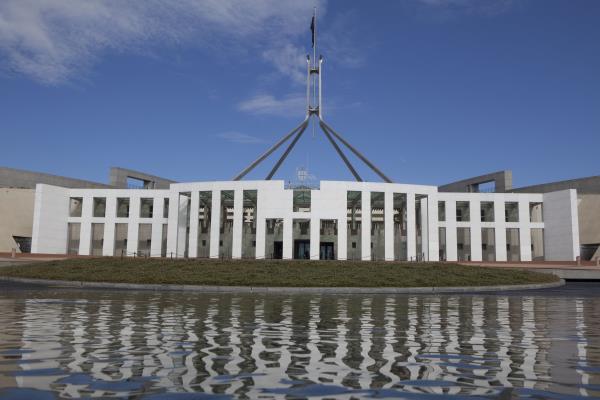 Clear skies above Australia's Federal Parliament wher<em></em>e Treasurer Wayne Swan will later deliver the 2012 Federal Budget,Canberra