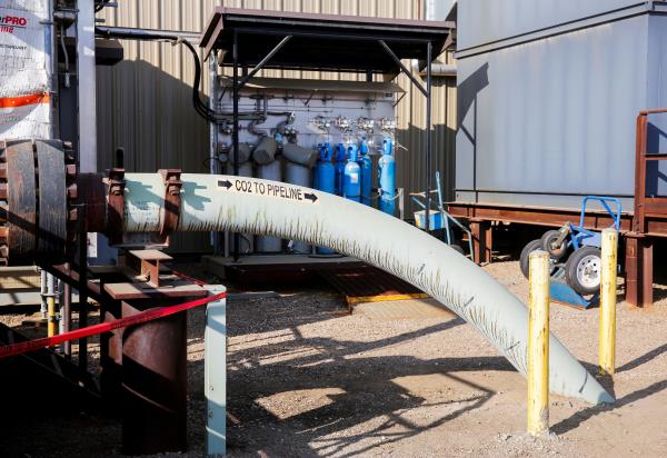 Pipes run through Shell's new Quest Carbon Capture and Storage (CCS) facility in Fort Saskatchewan