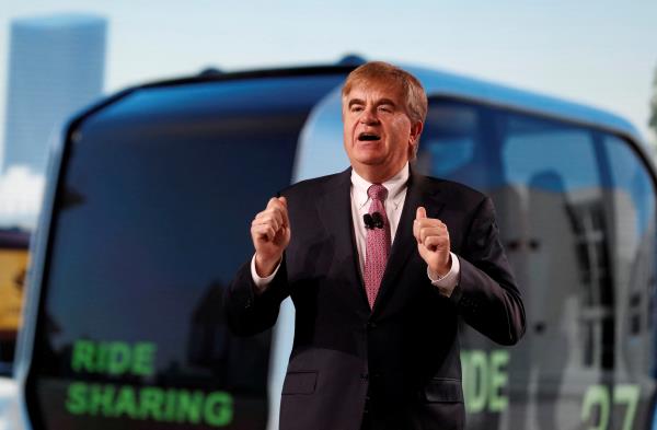 Bob Carter, executive vice president of sales for Toyota Motor North America, speaks during a Toyota news co<em></em>nference at the 2019 CES in Las Vegas