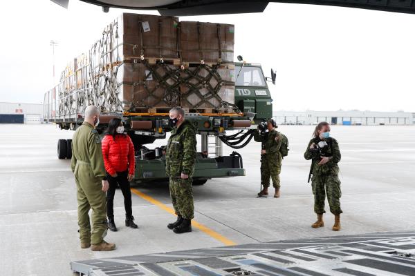 Military aid for Ukraine at Canadian Forces ba<em></em>se Trenton in Trention