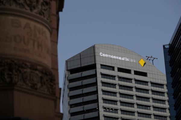 An office building with Commo<em></em>nwealth Bank logo is seen in Sydney