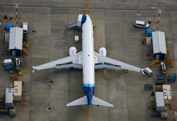 Aerial view of Boeing planes