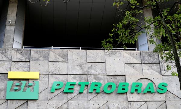 A logo of Brazil's state-run Petrobras oil company is seen at their headquarters in Rio de Janeiro