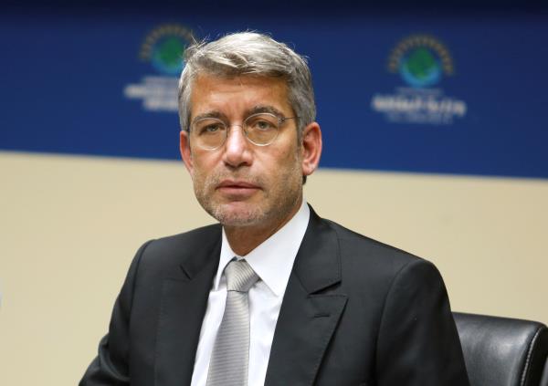 Lebanon's newly appointed Energy Minister Walid Fayad looks on during a handover ceremony in Beirut