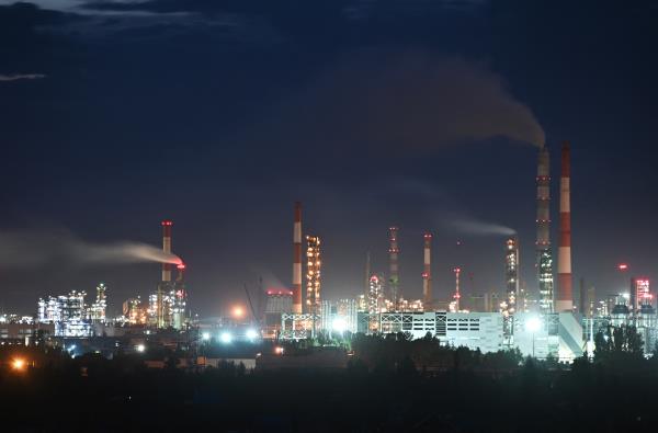 A view shows a local oil refinery in Omsk