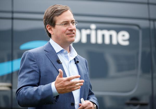 Amazon SVP of worldwide operations Clark speaks during a press co<em></em>nference in Seattle