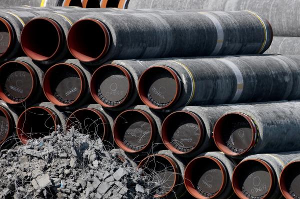 Pipes for the Nord Stream 2 Baltic Sea pipeline in Mukran