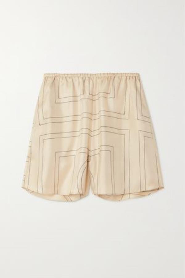 Embroidered Silk-Twill Shorts