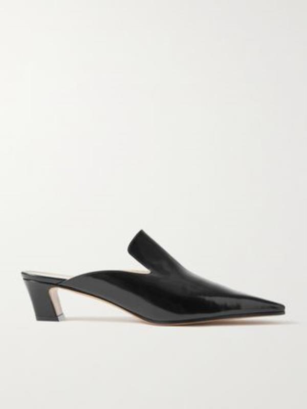 Marfa Glossed-Leather Mules