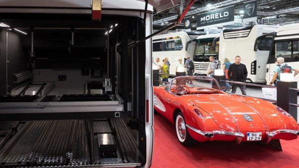 2023 Dusseldorf Caravan Salon - premium RV with garage for classic Corvette