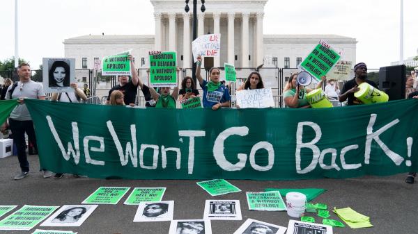 Supreme Court abortion protesters are seen after Roe v. Wade was overturned