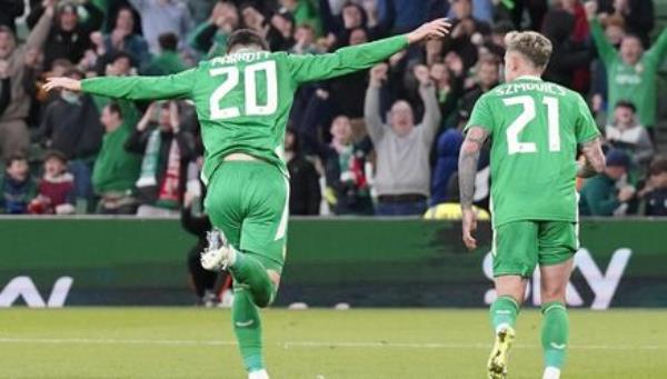 EXCELSIOR: Republic of Ireland striker Troy Parrott celebrates his late winner against Hungary (Niall Carson/PA)