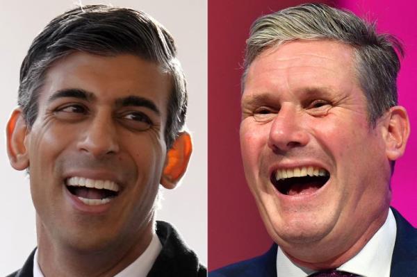 Britain's Prime Minister Rishi Sunak and Britain's main opposition Labour Party leader Keir Starmer