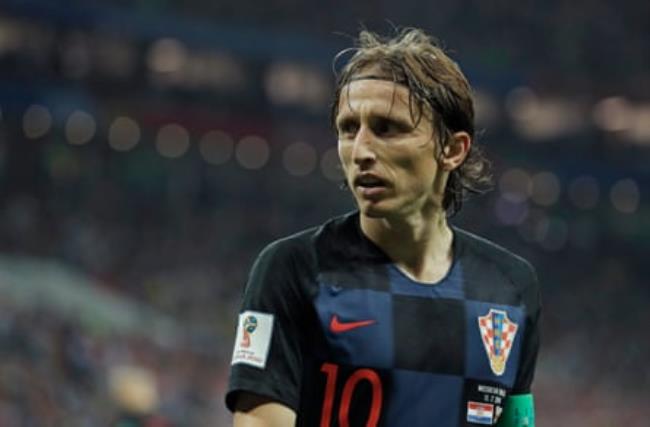 Portrait of Luka Modric, the Croatia captain, in action against England in the Fifa World Cup semi-final in 2018