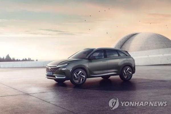 This image provided by Hyundai Motor Co. shows the company's hydrogen fuel cell model Nexo. (PHOTO NOT FOR SALE) (Yonhap)