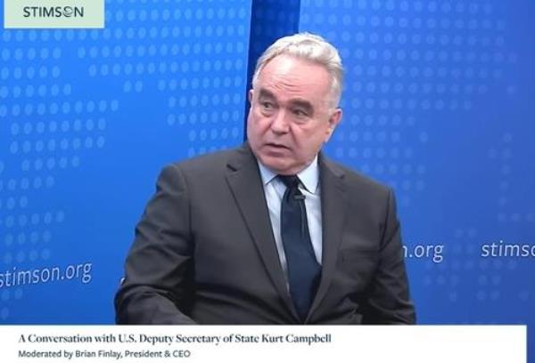 U.S. Deputy Secretary of State Kurt Campbell speaks during a forum hosted by the Washington-ba<em></em>sed Stimson Center on June 12, 2024 in this photo captured from a livestream of the event. (PHOTO NOT FOR SALE) (Yonhap)