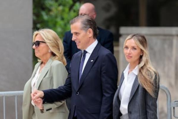 Hunter Biden, his wife Melissa Cohen Biden and U.S. first lady Jill Biden leave the federal court.