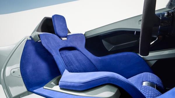 Triumph TR25 concept: driver's seat, blue upholstery