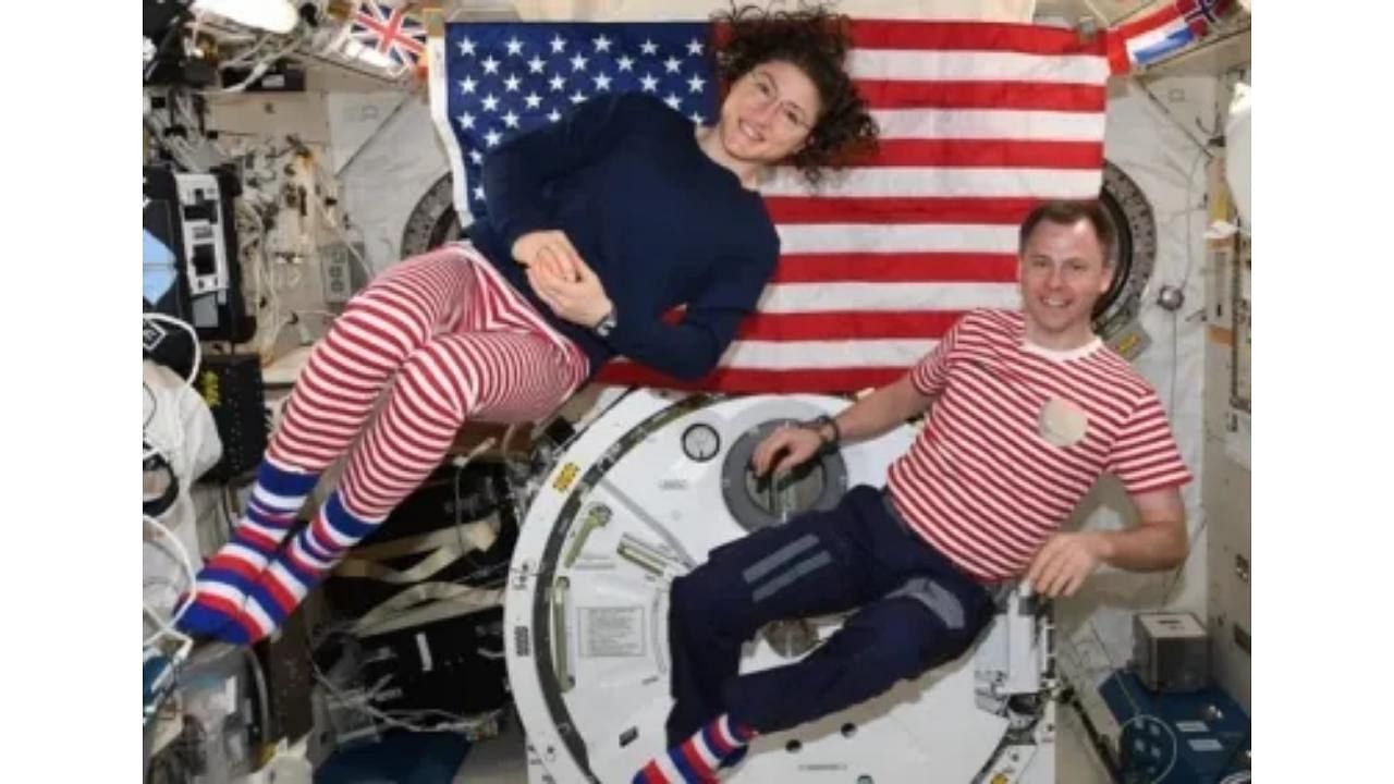 In 2001, James S. Voss and Susan J. Helms of Expedition 2 became the first NASA astro<em></em>nauts to spend the Fourth of July aboard the space station. They also sent an “out of this world” birthday message to America, played during “A Capitol Fourth” celebration in Washington, D.C.