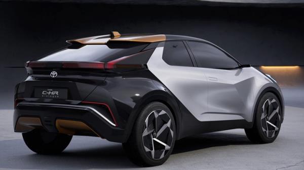 Toyota C-HR prologue, 2022, rear view. low