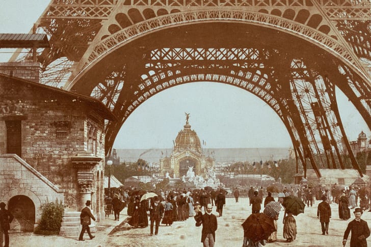 Pedestrians Walking Under Eiffel Tower, 1880s