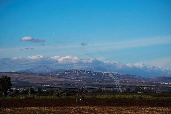 Interceptions by Israel's Iron Dome anti-missile system as rockets are launched from Lebanon towards Israel, amid cross-border hostilities between Hezbollah and Israel, as seen from northern Israel September 18, 2024.