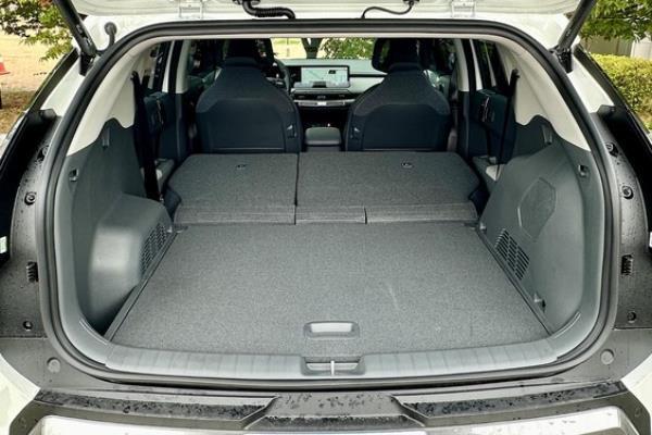 2026 Kia EV3 GT-Line cargo space with rear seats folded