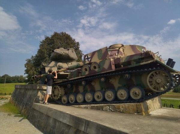 Tanks near Death Valley, the site of intense fighting during World War II.