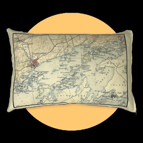 Vintage Map Co. 1000 Islands vintage map pillow