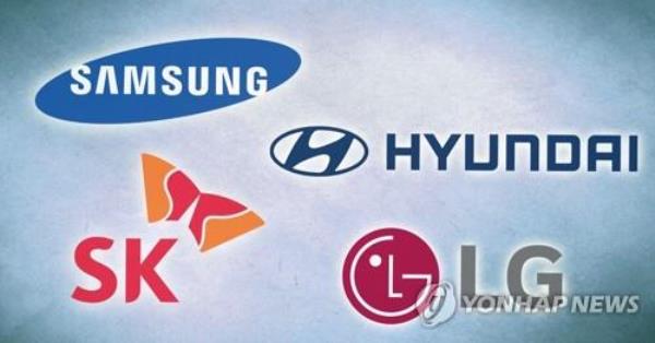 This image shows the logos of South Korea's top four conglomerates. (Yonhap)