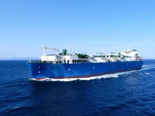 A liquefied natural gas floating storage and regasification unit vessel by Hanwha Ocean Co. (PHOTO NOT FOR SALE) (Yonhap)