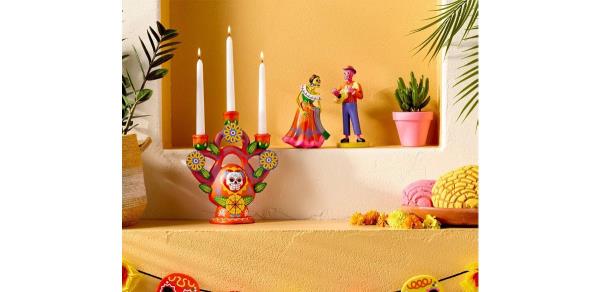 Polyresin 3 Candlestick Día de Muertos Arbol De La Vida Candle Holder