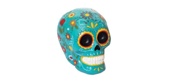 Gallerie II Aqua Floral Sugar Skull Figurine