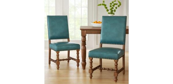 Pio<em></em>neer Woman Harper Faux Leather Dining Chairs, 2 Pack, Turquiose