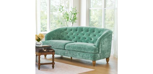 The Pio<em></em>neer Woman Laurel Tufted Sofa, Teal Velvet