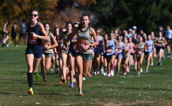 Runners compete in the boys varsity race during the Carroll County cross country champio<em></em>nships at McDaniel College on Tuesday. (Brian Krista/Staff)