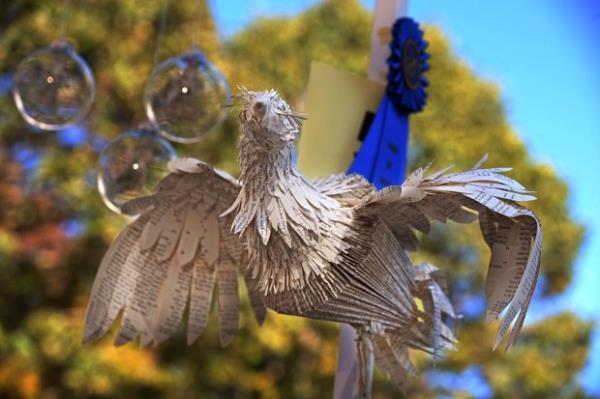 A Lear Seagull made from a copy of Shakespeare's King Lear by artist Jodi Harvey, of Port Deposit, for sale at the 61st Havre de Grace Art Show on the waterfront at Tydings Memorial Parks. (Kenneth K. Lam/Staff)