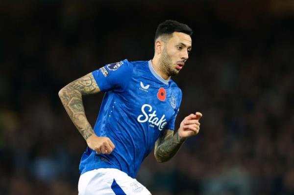 Dwight McNeil of Everton looks on during the Premier League match between Everton FC and Fulham FC at Goodison Park