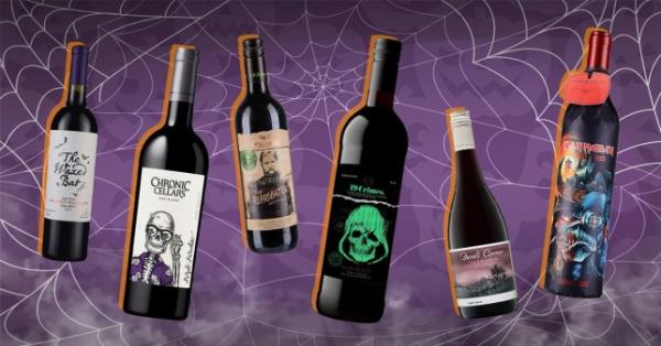 Red wines for Halloween with a spooky cobweb background