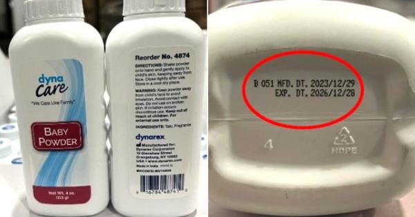 Caption: Baby powder recalled in 35 states over possible cancer-causing mineral (Pictures: Dynarex Corporation)