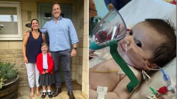 Matt and Sophie Roberts are pictured with their four-year-old daughter Amalie, who was born with a hole in her heart