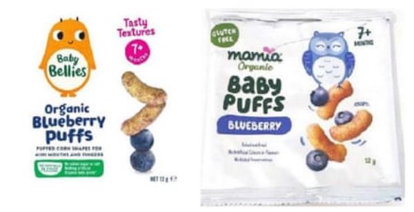 The Bellies and Baby Puffs blueberry branding