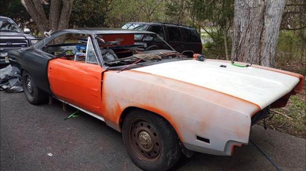 A Crown Victoria that is being co<em></em>nverted into a 1969 Dodge Charger