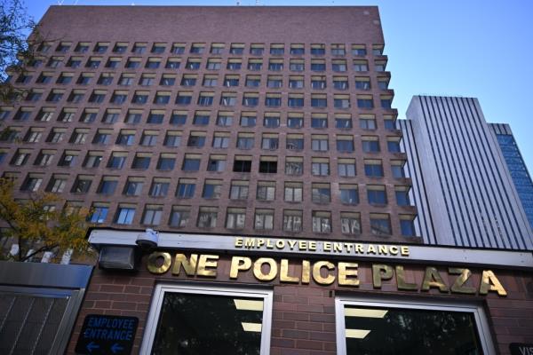 Mayor Eric Adams and NYPD Interim Commissio<em></em>ner Thomas Do<em></em>nlon holding a public safety announcement at One Police Plaza on October 8, 2024